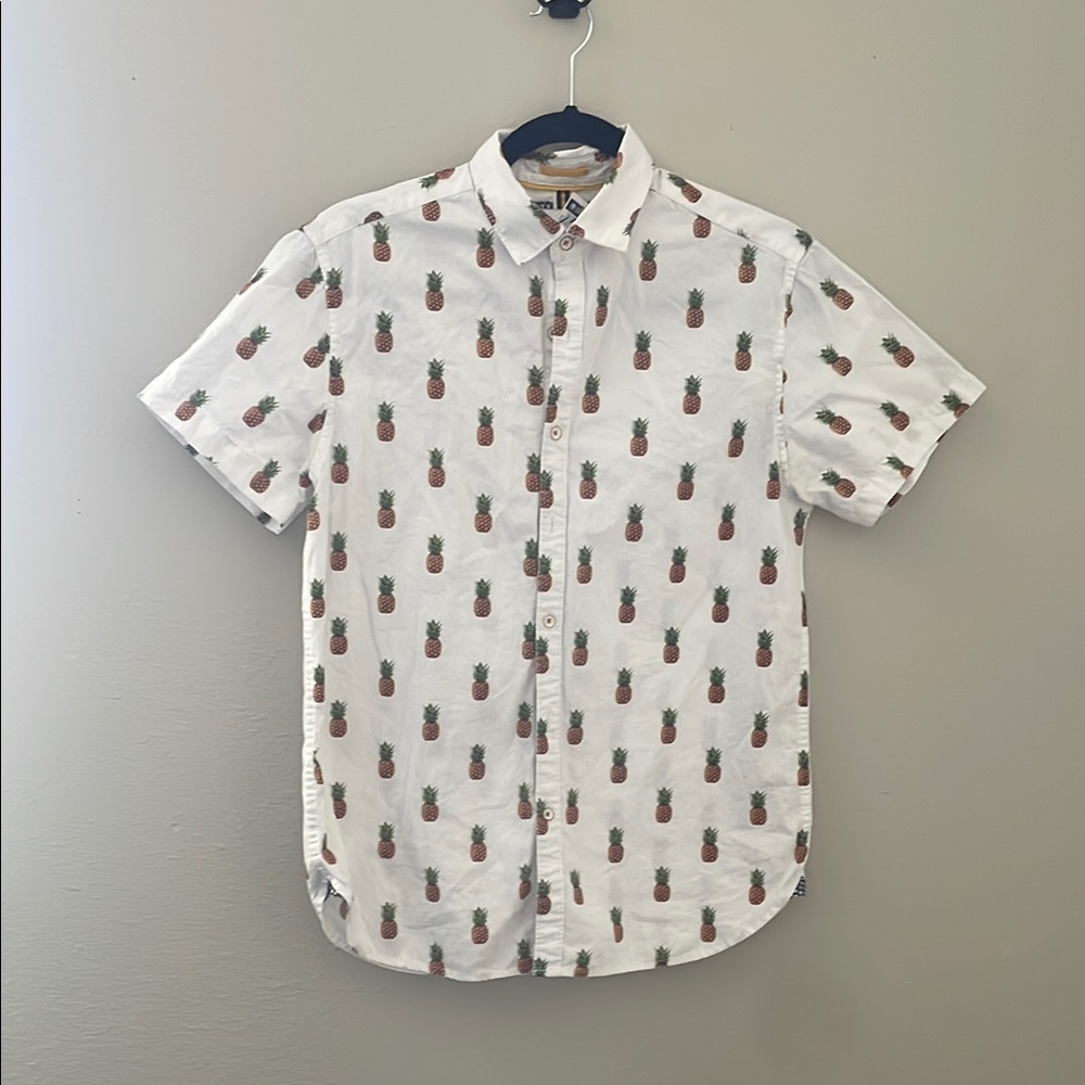 Denim & Flower White and Green Casual Button Down Shirt